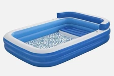 H2OGO! Inflatable Family Lounge Pool, 10 ft. x 7 ft. 2 in. x 27 in. w/ Backrest