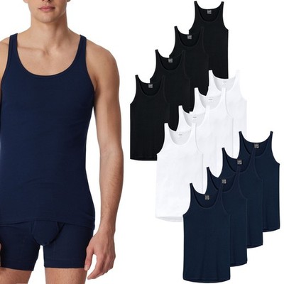 SCHIESSER Herren Unterhemden Original Classics navy weiß schwarz | 4er Pack