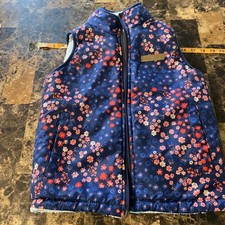 Buffalo David Bitton Girl's Reversible Vest Bue w/Floral Coral Sherpa M-10/12