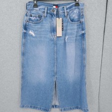 Tommy Hilfiger Jeans Claire Midi Denim High Rise Midi Skirt Womens Size 29 NWT