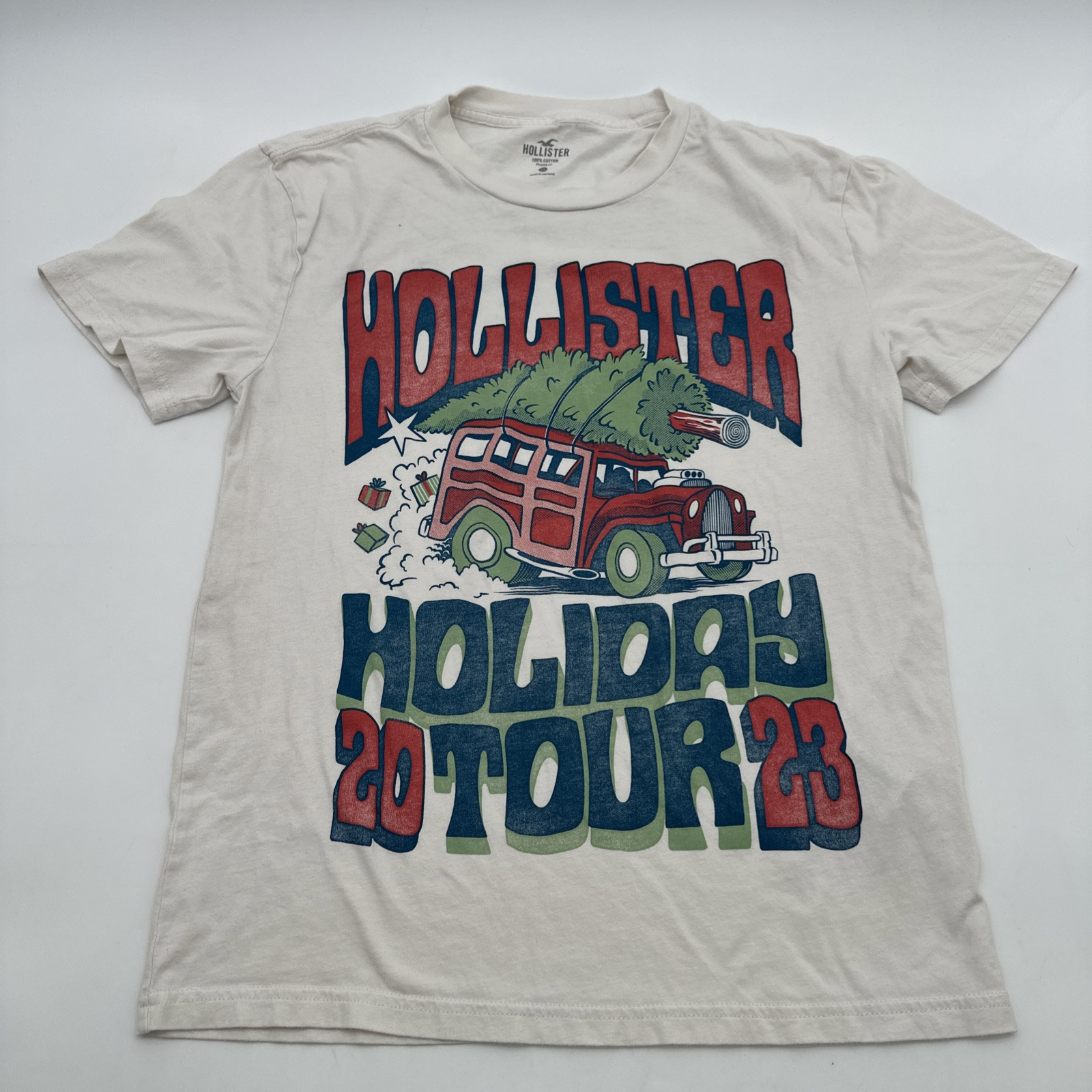Hollister Men's XS White Graphic Logo Print T-Shirt #22987