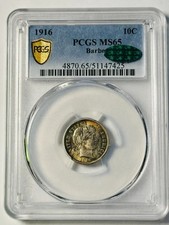 1916 P Barber Dime PCGS MS-65 CAC Barber- Pretty Toning!