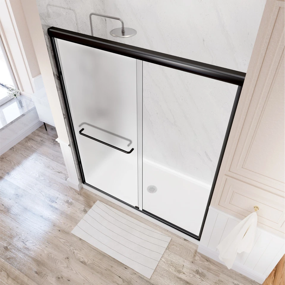 Porta de chuveiro deslizante dupla 59" L x 72" A sem moldura banheiro vidro fosco - Imagem 2 de 4