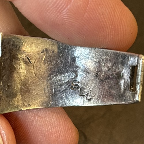 William Signer Navajo intarsiato turchese corallo chip orologio punte vintage sterling 11 - Foto 16 di 19