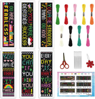"6 Set Kreuzstich Lesezeichen Set Mit Inspirierenden Worten 8\"X2.4\" Diy Stickerei"