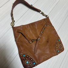 Borsa a tracolla Miu Miu turchese borchie tote bag pelle marrone rara vintage