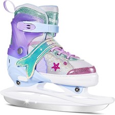 Mermaid Tail Girls Ice Skates, Adjustable for Kids Youth Ages 3-12,Warm and Com