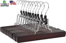 Amazon Basics Wooden Pants Hangers Closet Organizer, Cherry, 10-Pack