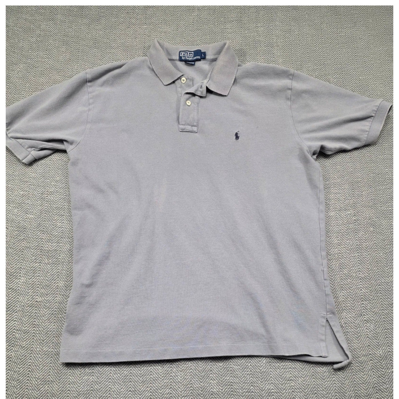 Polo Ralph Lauren Mens Gray Short Sleeve Cotton Pique Polo Shirt Size L