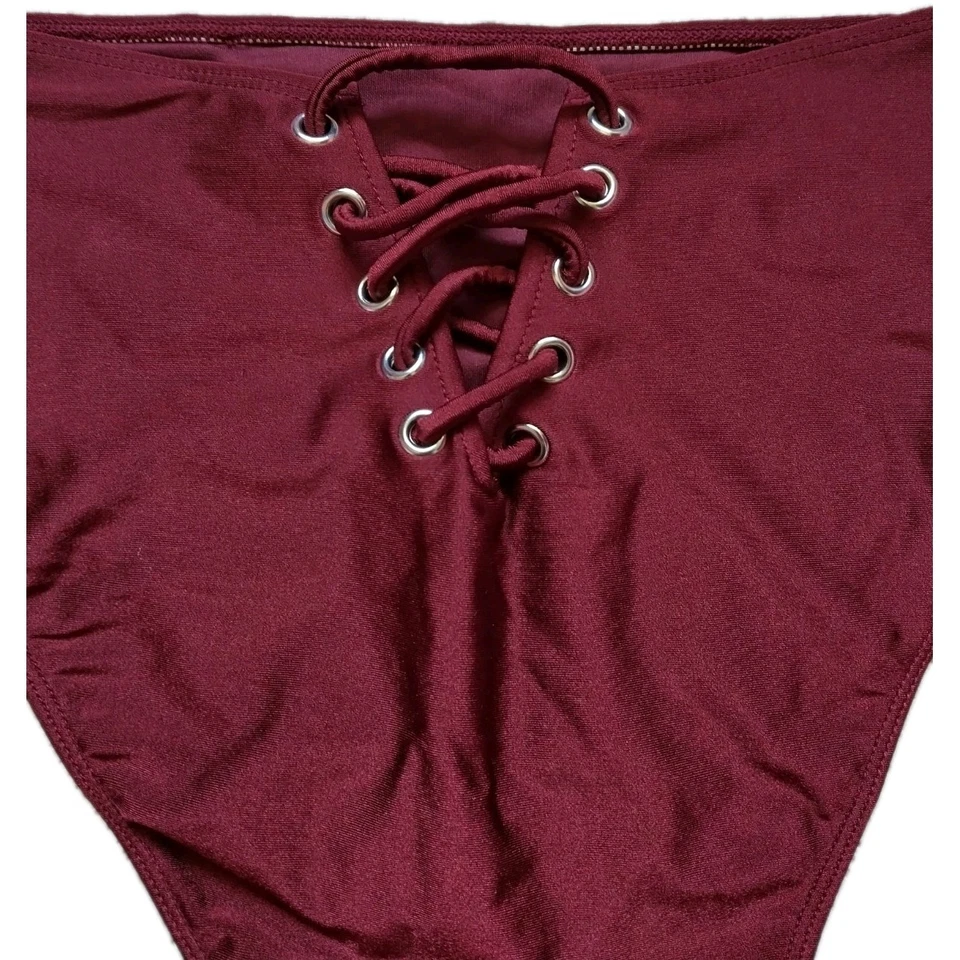 Pantalones de baño Forever 21 borgoña cintura alta para mujer nuevos con etiquetas, pequeños Foto 3 de 3