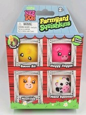 New 4-Pack Schylling Nee Doh Farmyard Squishkins Farm Animals Needoh Squishies
