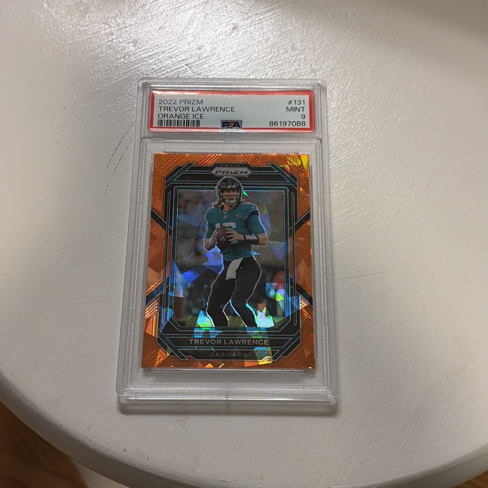 2022 Prizm Trevor Lawrence #131 PSA 9 Orange Ice Low Pop