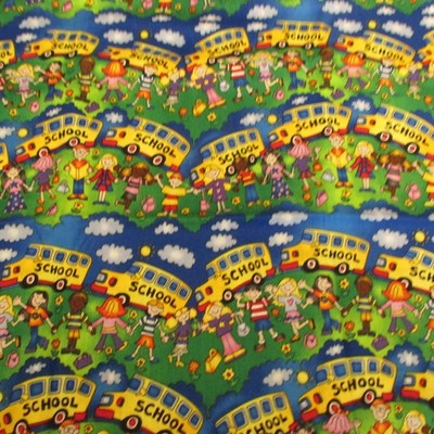 Timeless Treasures Fabric For HI-Fashion Cotton Fabric School Bus Kids 1yd x 44