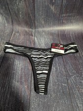 NWT No Boundaries Ribbed Cotton Thong Size S 3-5 - Black Gray White Stripes