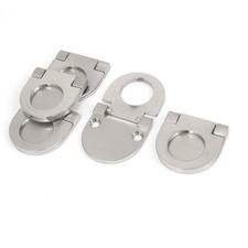 Cupboard Drawer Metal Flush Mount Pull Ring Handle Knob Silver Tone 5pcs