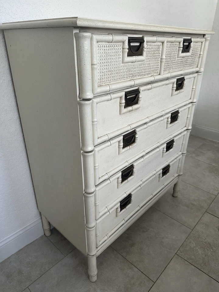 Винтажный Stanley искусственного бамбука кампании высокий 5 рисунков комод Chinoiserie - Изображение 2 из 3