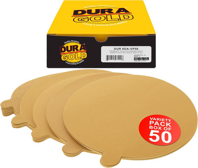 Dura-Gold Premium 80, 150, 220, 320, 400 Grit 6'' Gold PSA Sanding Discs, 10 Each