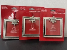 Christmas Mini Photo Frame Ornament Lot Of 3 studia decor  2.5"x 2.5"  Picture