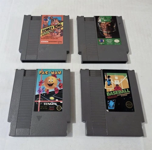 T-227 VINTAGE NINTENDO NES LOT - PAC MAN BASEBALL DONKEY KONG TECMO BOWL