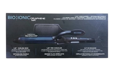Bio Ionic Graphene Mx 1.25'' Long Barrel Curling Iron and Detangling Paddle
