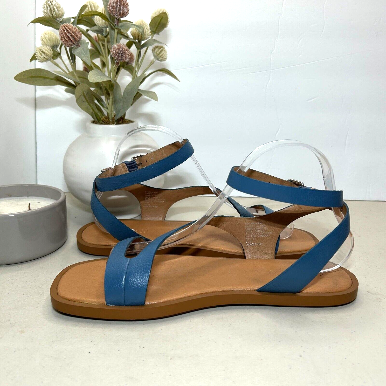 SAOLA Madewell The Mabel sandalo con cinturino asimmetrico blu donna 9 5 nuovo senza scatola NL857 suola imbottita