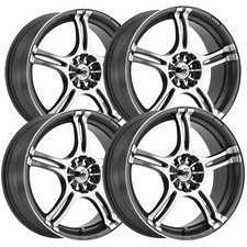 Set Of 4 Konig Incident 17x7 5x1005x4.5 40mm Graphitemachined Wheels Rims