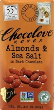 Chocolove Dark Chocolate with Almonds and Sea Salt Kosher 3.2oz Pack of 6