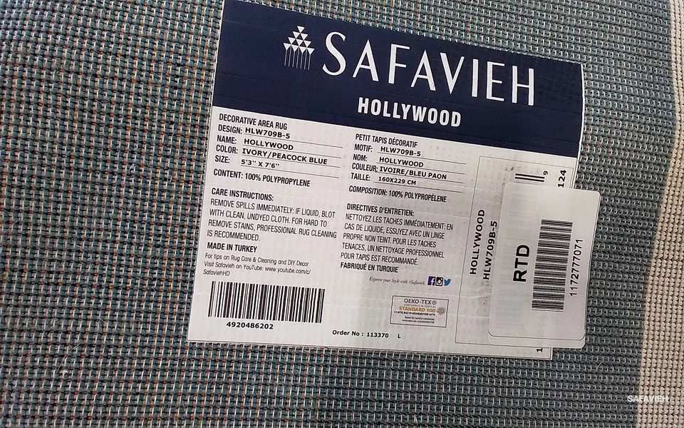 Tapete com manchas traseiras IVORY / PCK AZUL 5'-3" x 7'-6" preço reduzido 1172777071 HLW709B-5 - Imagem 4 de 4