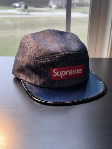 Casquette chapeau 5 panneaux logo boîte rouge coton bleu pêcheur denim Supreme Blue (S/S 2014)