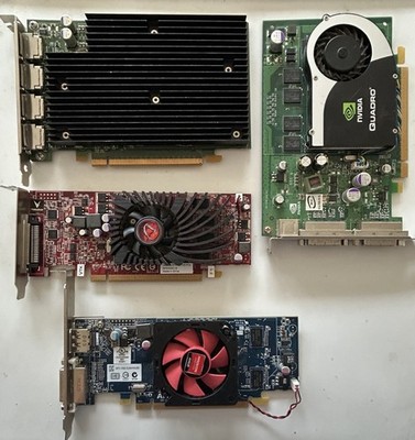 USED Lot of 4 PCIe Graphics Video cards AMD and Nvidia (see description)