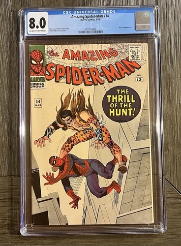 Amazing Spider-Man #34 CGC 8.0 Off White To White Pages 1966 Kraven Appearance