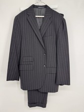 VTG Polo Ralph Lauren Italy 44R Wool Black Chalk Stripe Suit Pants 38x29
