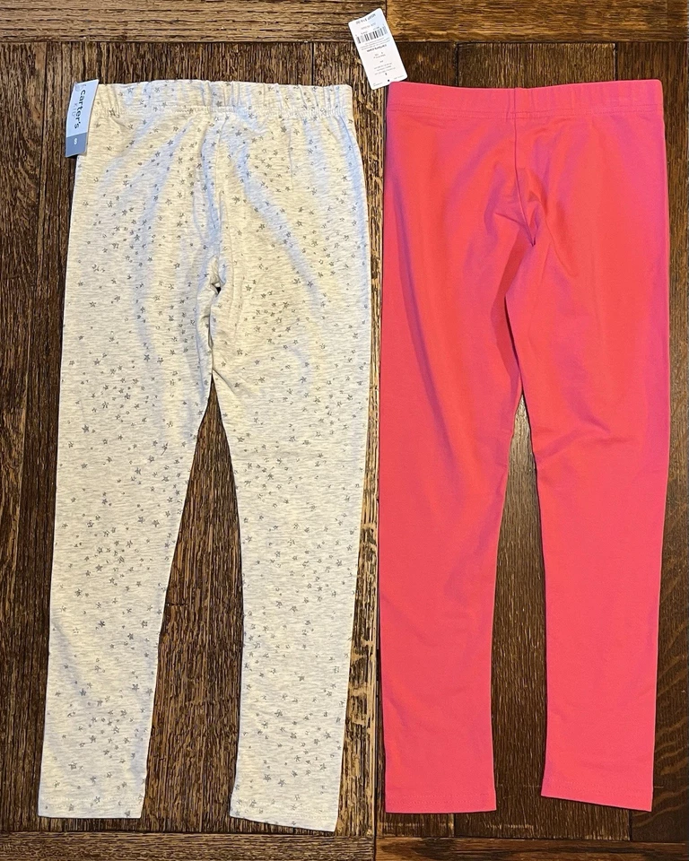 Leggings Carter’s Girls | Juego de 2 | Talla 8 | Rosa y Gris Caliente con Estrellas Plateadas Foto 2 de 4