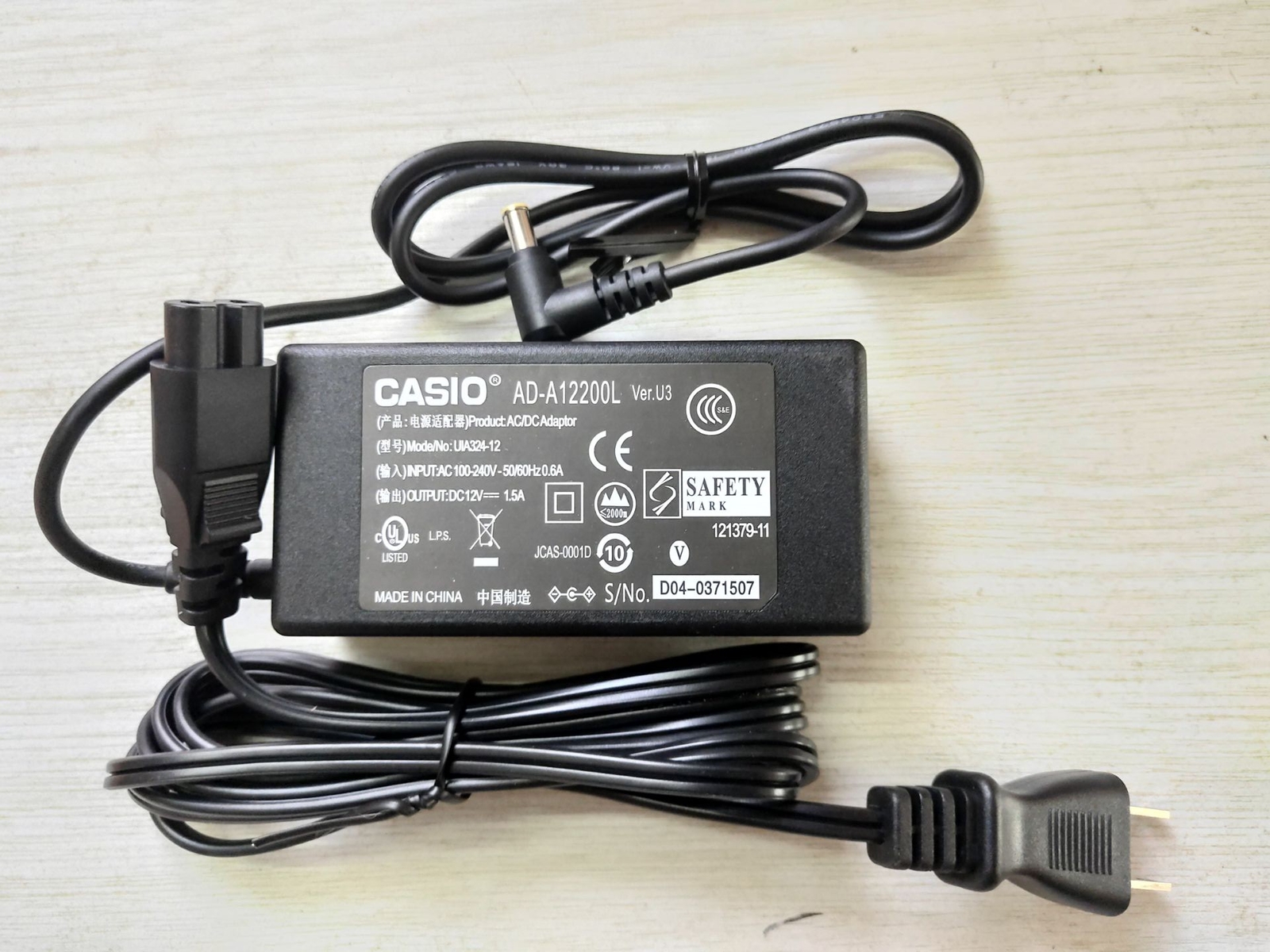 AC Adapter for Casio ADA12150LW Digital Piano Keyboard Power Supply