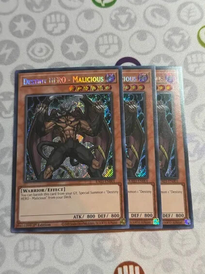 3x Destiny HERO Malicious RA03 Secret Rare NM Yugioh Playset