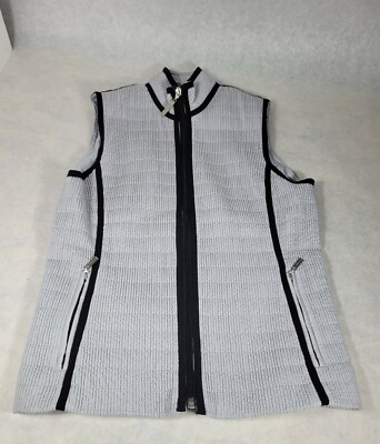 Tehama Nancy Haley Womens Vest Medium Black/Gray Silk Seersucker? Size S/P EUC
