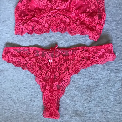 Adore Me Beautiful Lingerie Bralette Panty Set S M Alaysia Red Bra Thong Lace - Bild 3 von 12