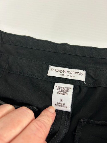 Liz Lange Maternity Target Womens Black Capri Pants Size 8 Cuffed Stretch - Picture 3 of 6