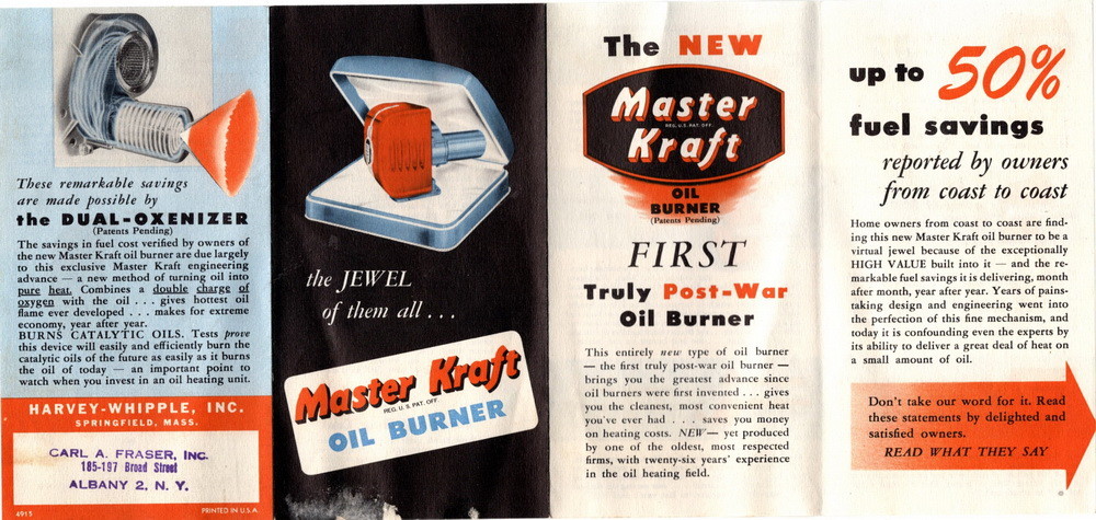 Vintage Late 1940s Tri-Fold Master Craft Oil Burner Brochure-image