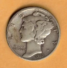 1937 S Mercury Dime 10c (US Coin) Ten Cent VF+