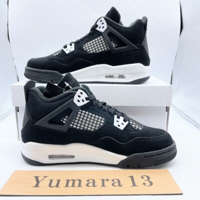 Nike GS Air Jordan 4 Retro Black White Thunder FQ8213-001 Size 3.5