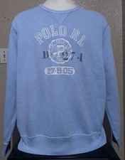 NEW Polo Ralph Lauren Men's Sz XL Blue Crewneck Vintage Fleece Sweatshirt P-Wing