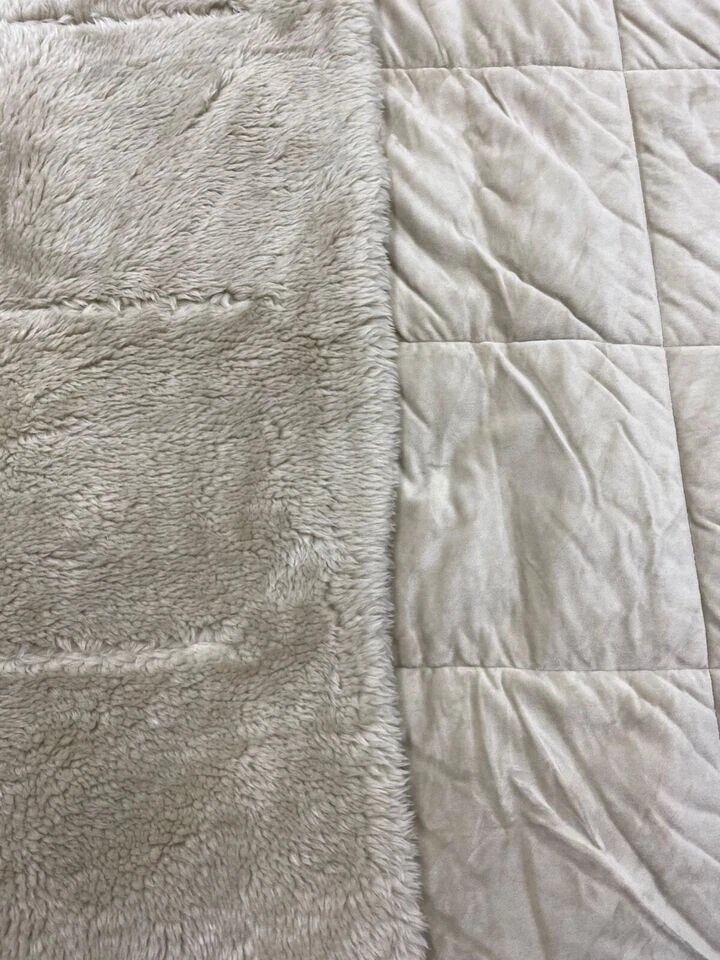 Pottery Barn Faux Fur Shearling KING / CAL Size Bed Quilt Stone NEW So Soft $329 - Image 3 of 4