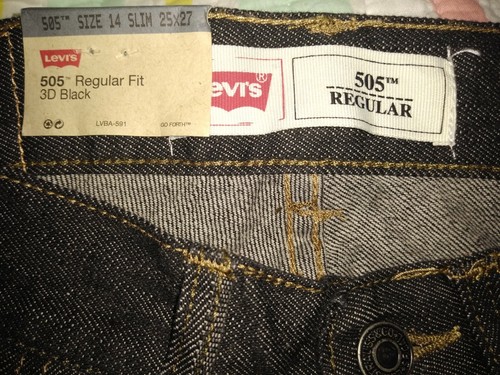 Boys LEVIS 505 STRAIGHT Slim 3D Black Jeans regular fit Size 14 "25x27" - Picture 3 of 10