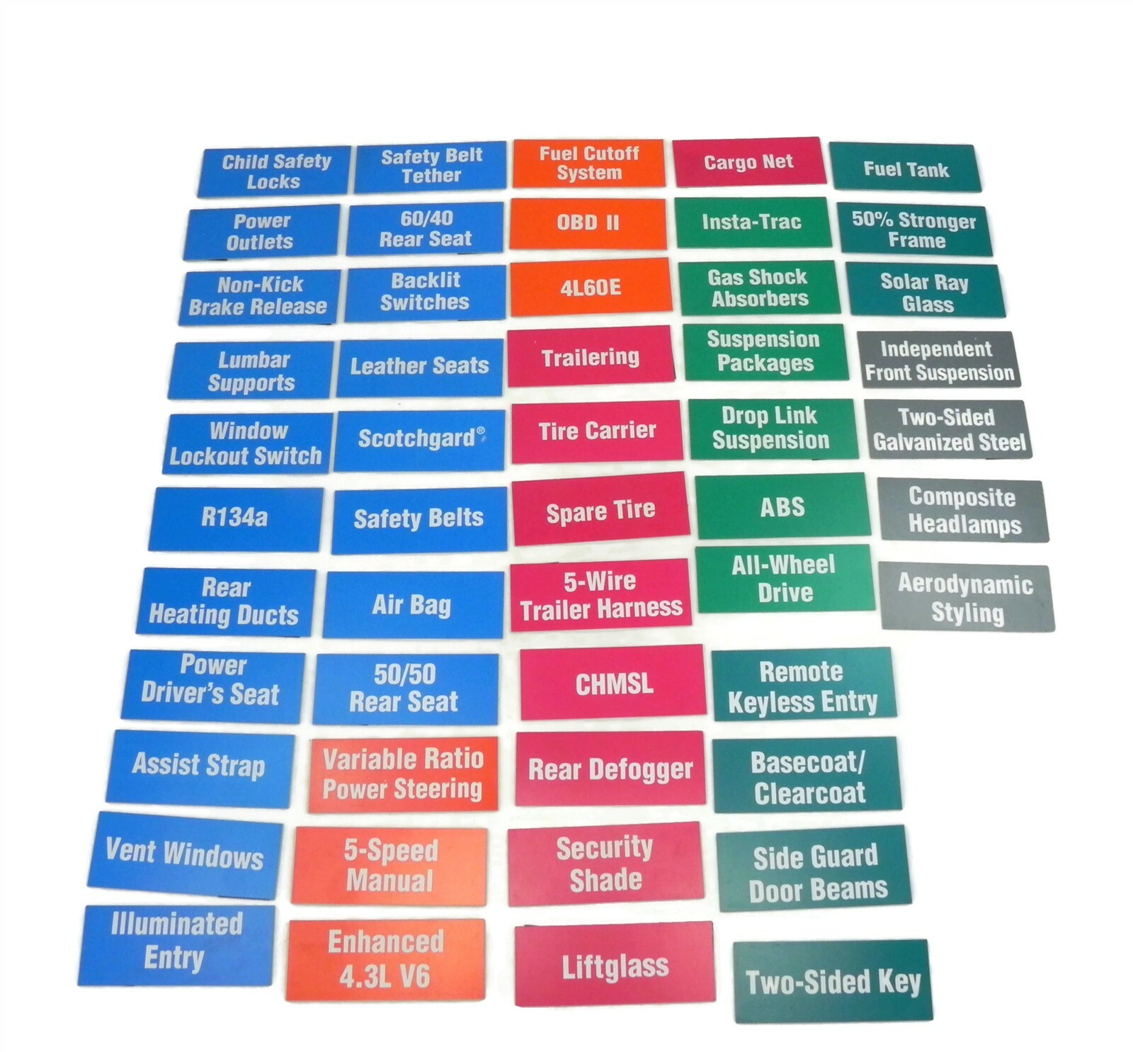 VINTAGE GM CHEVY DEALERSHIP SALES MANAGEMENT TRAINNING MAGNET DISPLAYS LOT OF 57