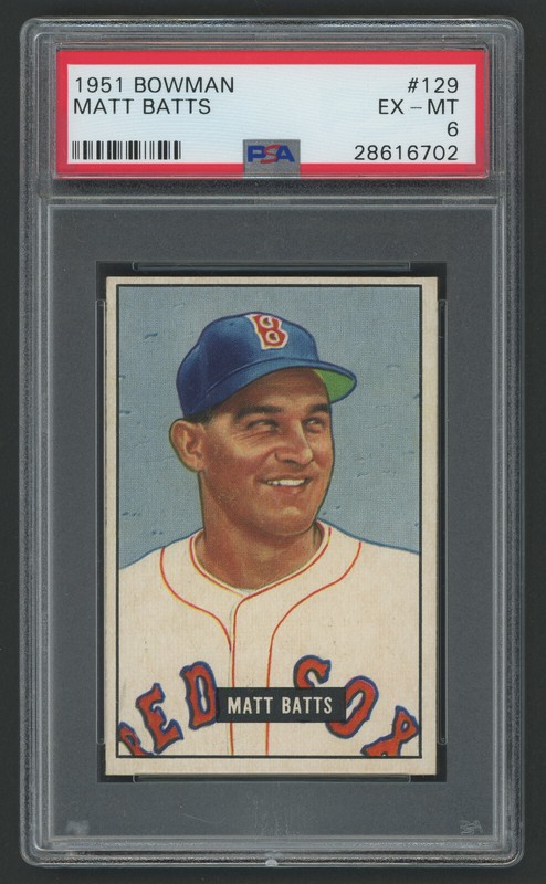 1951 Bowman #129 Matt Batts PSA 6 Boston Red Sox Vintage Baseball Card