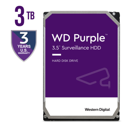 WD Purple 3TB Internal Hard Drive 256MB 5400 RPM Surveillance HDD 3.5'' WD33PURZ