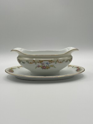 Vintage Noritake China Gravy Boat With Attached Plate | eBay