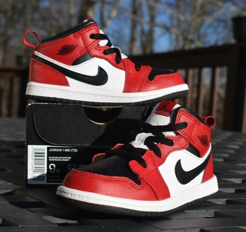 Nike Air Jordan 1 Mid TD 'Chicago Black Toe' 640735-069 Little Kids Size 9C  193658126922 | eBay