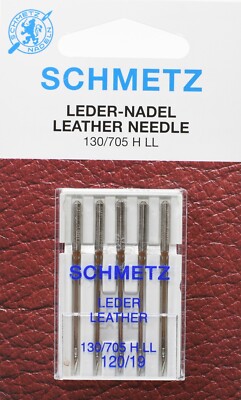 5 Schmetz Nähmaschinen Ledernadeln, Sys. 130/705 HLL NM 120 Flachkolben